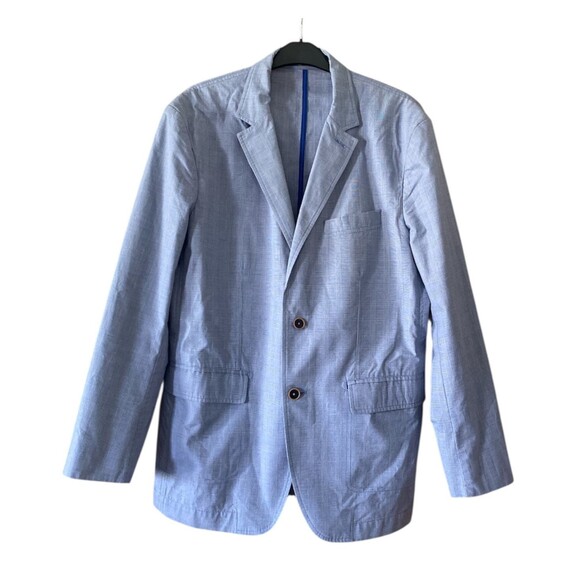 Arturo Calle Men's Blazer  XXL Two Button Cotton Spring Summer Jacket Blue Plaid - Picture 1 of 16